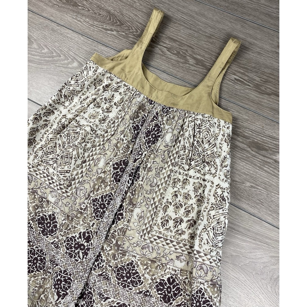 Da-Nang Women's Sleeveless Patterned Midi Dress Tan Size XS
